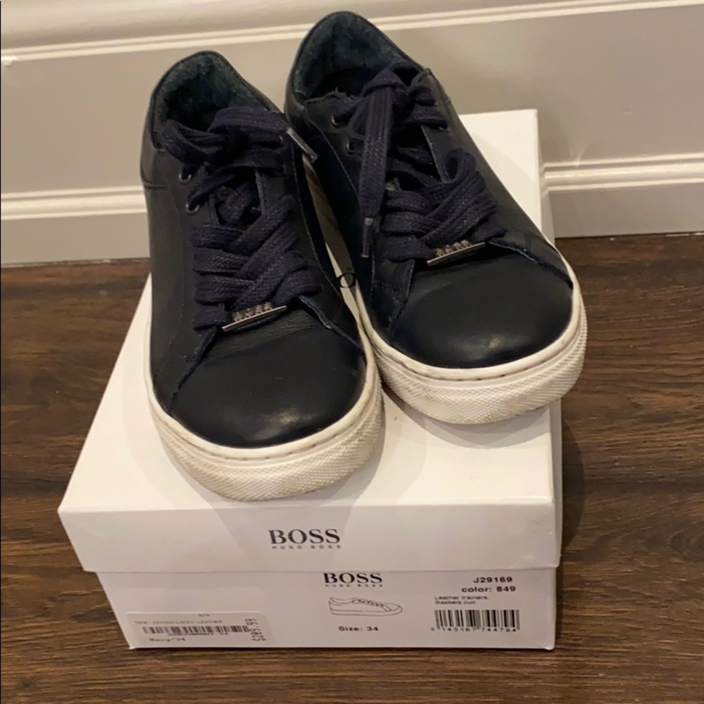 Hugo Boss Navy Leather Sneakers
